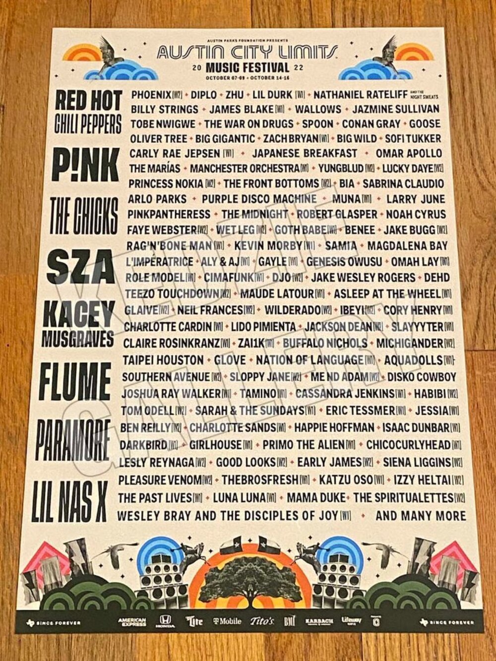 Austin City Limits Festival 2022 Red Hot Chili Peppers Record Store Promo Poster